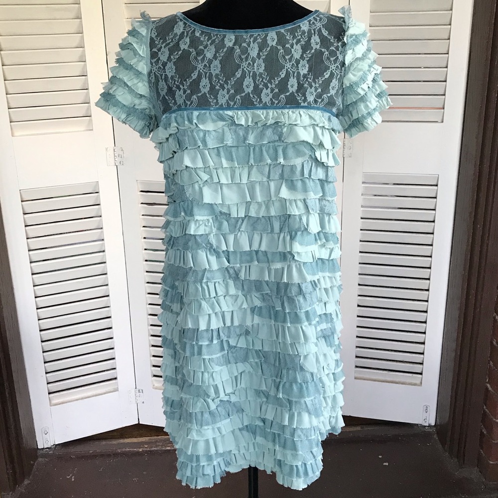 Blue dress Twinset lace mini Anthropologie